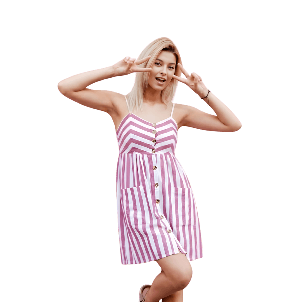 Striped Button Sundress Image